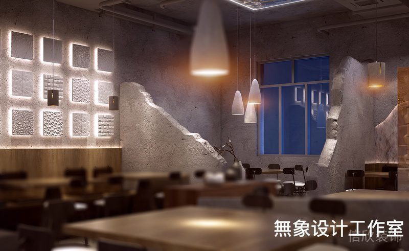 墻體創意設計內嵌燈飾效果圖茶餐廳就餐區裝修
