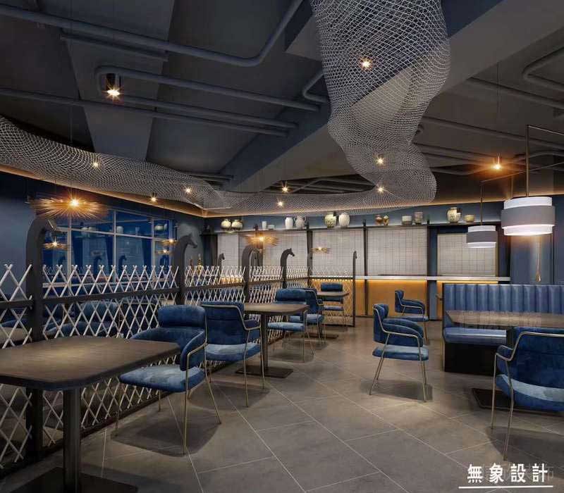 餐廳工業(yè)風卡座用餐區(qū)效果圖