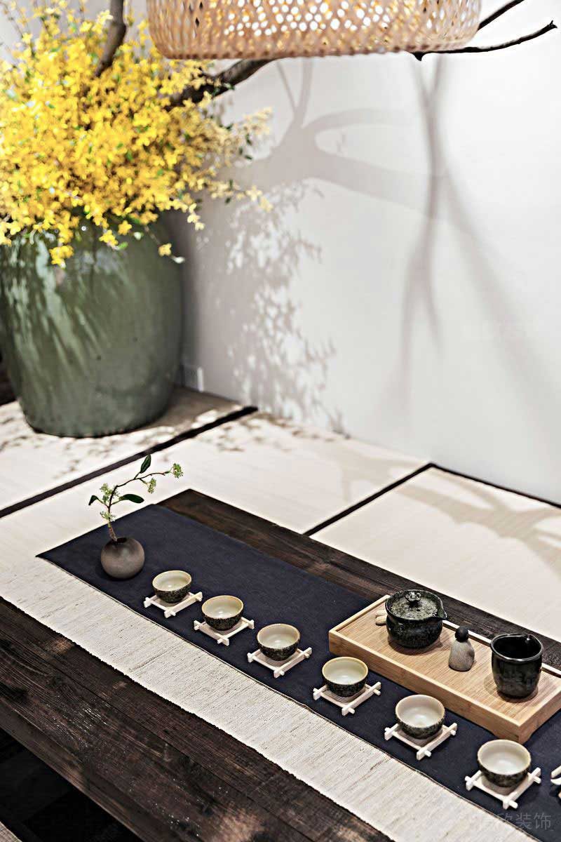 新中式風(fēng)格家庭茶藝區(qū)茶臺飾品
