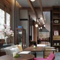 新中式風格展廳空間休閑區(qū)