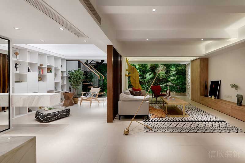 深圳羅湖現(xiàn)代北歐風(fēng)家庭住宅舊房翻新裝修會(huì)客娛樂(lè)休閑廳