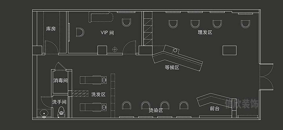 深圳龍崗美發(fā)店裝修設(shè)計(jì)平面布置