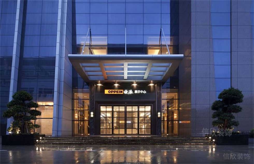 歐派展示中心辦公樓裝修效果圖玻璃現(xiàn)代展示設(shè)計階梯大理石