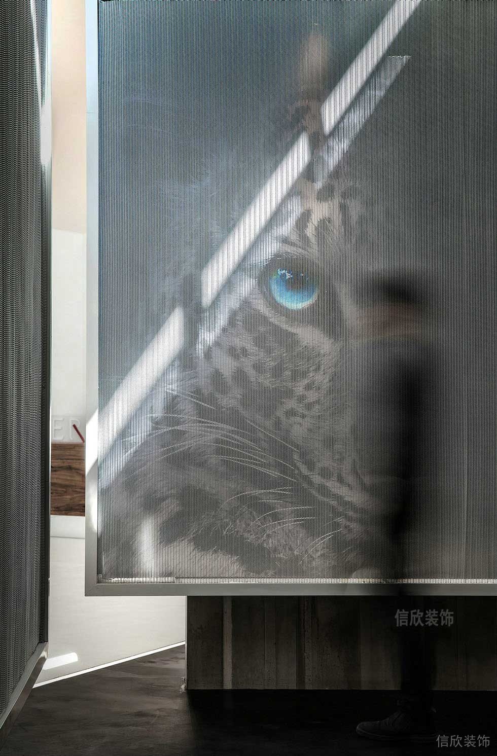 特效刺繡動物豹子創(chuàng)意設計金屬邊框墻體隔斷辦公室