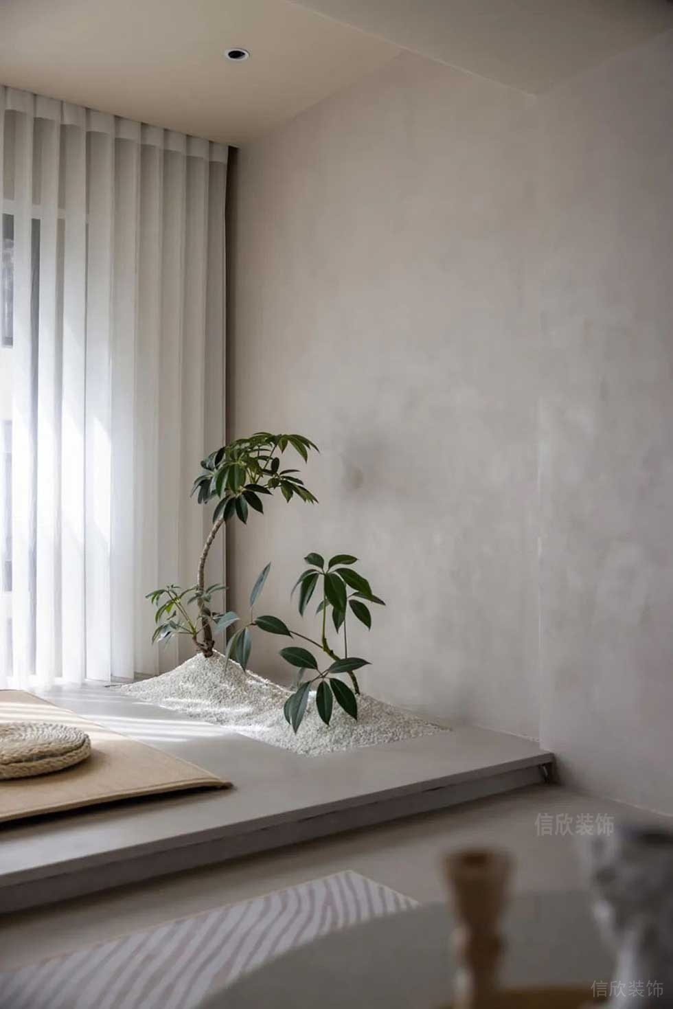 新中式風(fēng)格公司榻榻米茶室綠植景觀效果圖
