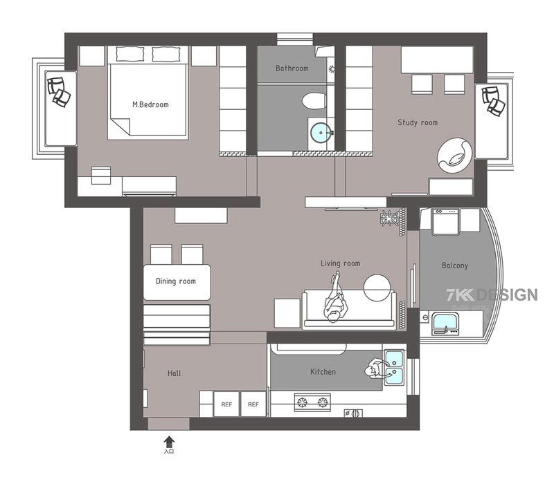 深圳市福田區新洲富通九曜公館兩房一廳戶型平面圖
