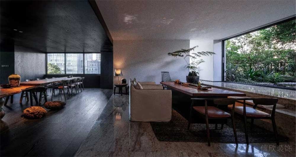 深圳市龍華1200平新中式風(fēng)辦公室裝修接待區(qū)