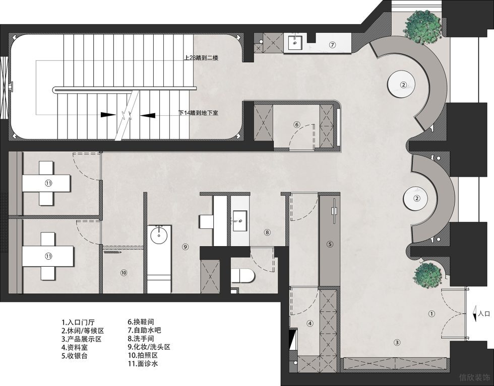 深圳市福田區(qū)車公廟現(xiàn)代風(fēng)abear Beauty愛(ài)小熊醫(yī)療美容裝修設(shè)計(jì)效果圖-平面圖