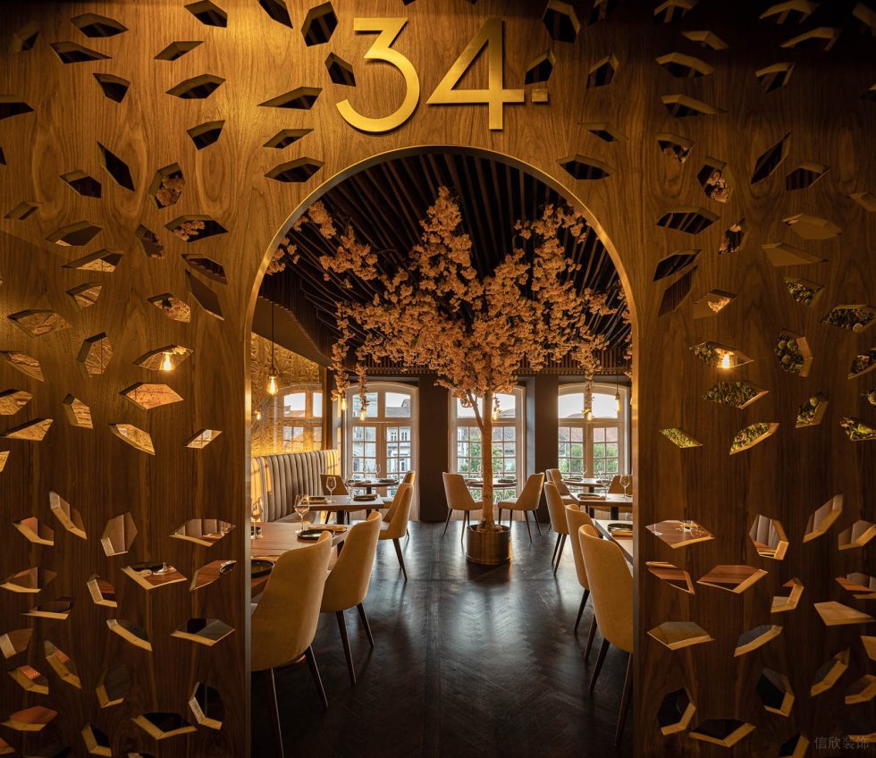 34號(hào)金屬字體鏤空墻體隔斷效果圖pvc地板餐廳裝修就餐區(qū)