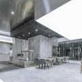 辦公室裝修效果圖鏡面金屬就餐區(qū)燈飾設(shè)計(jì)